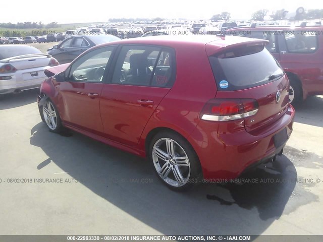 WVWPF7AJXCW349228 - 2012 VOLKSWAGEN GOLF R RED photo 3