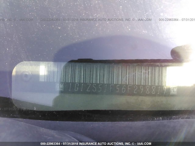 1G1ZS51F56F298819 - 2006 CHEVROLET MALIBU LS ოქროსფერი ფოტო 9