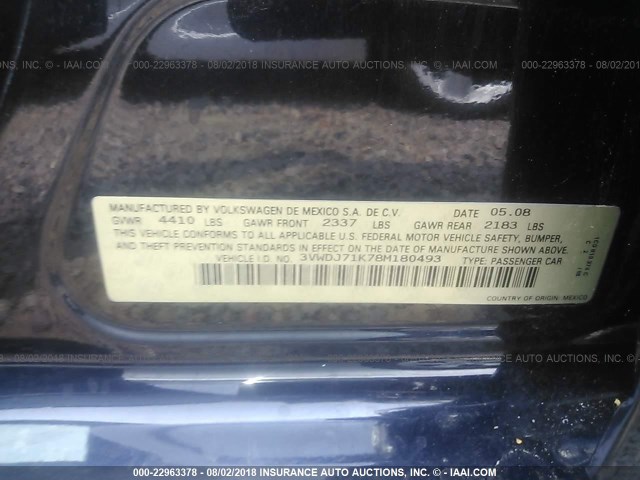 3VWDJ71K78M180493 - 2008 VOLKSWAGEN GLI შავი ფოტო 9