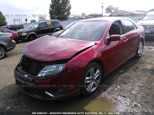 3FAHP0KC1BR159513 - 2011 FORD FUSION SPORT RED photo 2