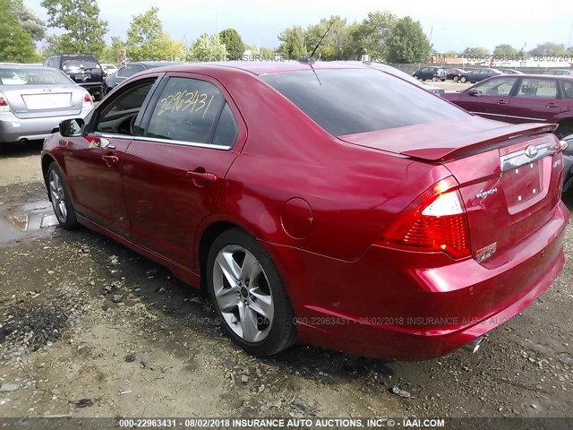 3FAHP0KC1BR159513 - 2011 FORD FUSION SPORT RED photo 3