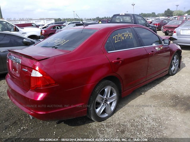 3FAHP0KC1BR159513 - 2011 FORD FUSION SPORT RED photo 4