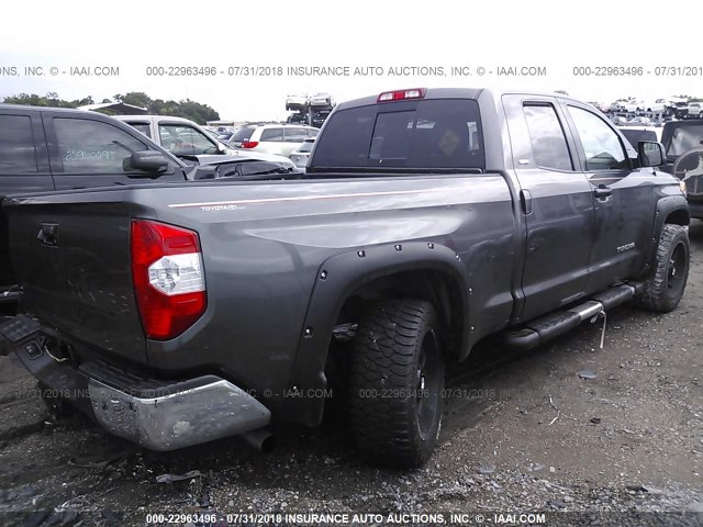 5TFRM5F14FX084882 - 2015 TOYOTA TUNDRA DOUBLE CAB SR/SR5 GRAY photo 4