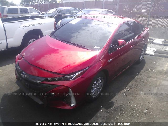 JTDKARFP1H3027085 - 2017 TOYOTA PRIUS PRIME  RED photo 2