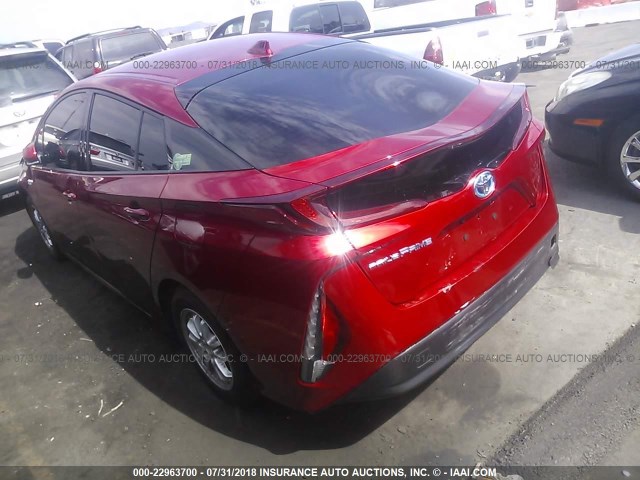 JTDKARFP1H3027085 - 2017 TOYOTA PRIUS PRIME  RED photo 3