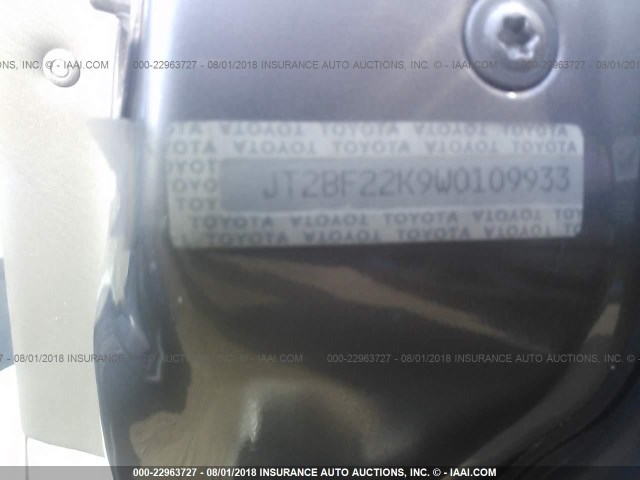 JT2BF22K9W0109933 - 1998 TOYOTA CAMRY CE/LE/XLE 灰色 照片 9