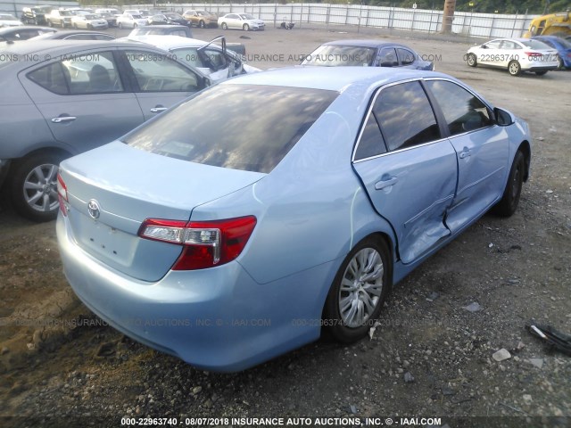 4T4BF1FK4DR293214 - 2013 TOYOTA CAMRY L/SE/LE/XLE BLUE photo 4