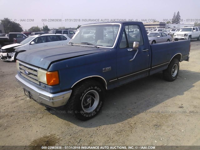 2FTDF15Y2HCA63013 - 1987 FORD F150 BLUE photo 2