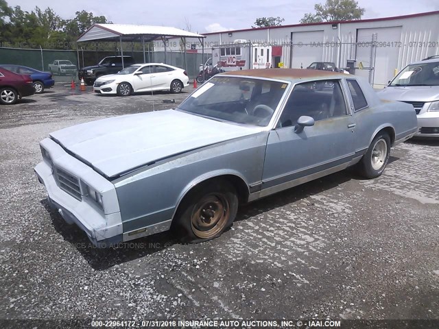 1G1GZ37H5FR102019 - 1985 CHEVROLET MONTE CARLO  Light Blue photo 2