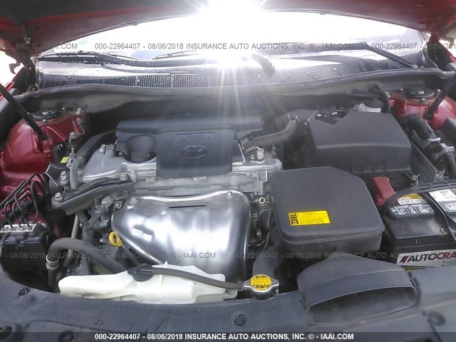 4T1BF1FK2CU563789 - 2012 TOYOTA CAMRY SE/LE/XLE წითელი ფოტო 10