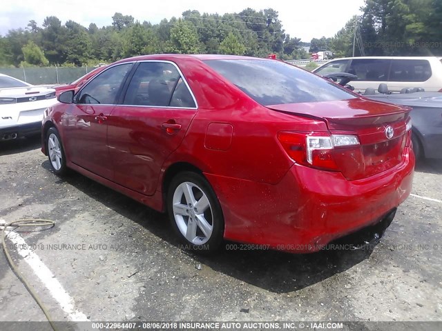 4T1BF1FK2CU563789 - 2012 TOYOTA CAMRY SE/LE/XLE წითელი ფოტო 3