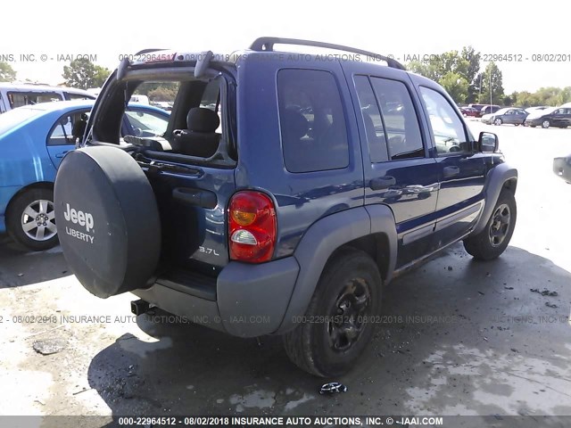 1J4GL48K63W577307 - 2003 JEEP LIBERTY SPORT/FREEDOM მუქი ლურჯი ფოტო 4