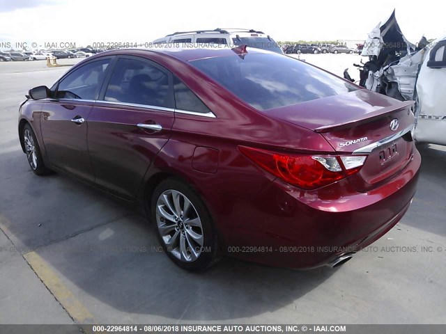 5NPEC4ACXDH564518 - 2013 HYUNDAI SONATA SE/LIMITED RED photo 3