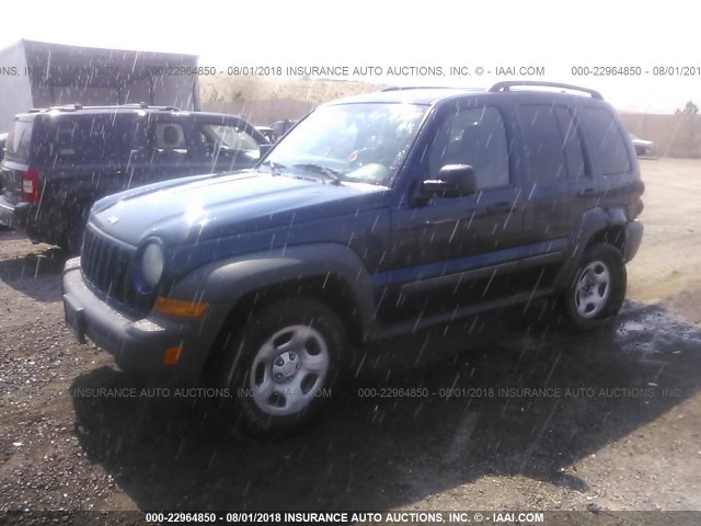 1J8GL48K66W143536 - 2006 JEEP LIBERTY SPORT BLUE photo 2