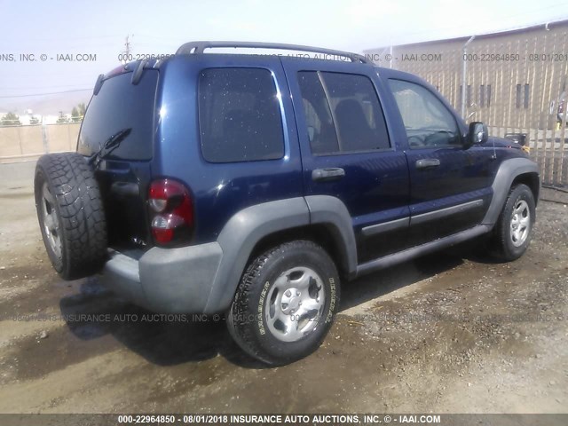 1J8GL48K66W143536 - 2006 JEEP LIBERTY SPORT BLUE photo 4