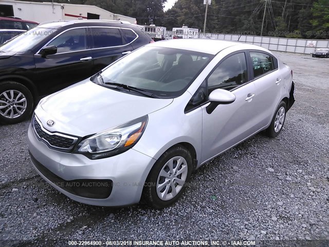 KNADN4A36F6449480 - 2015 KIA RIO EX/SX SILVER photo 2