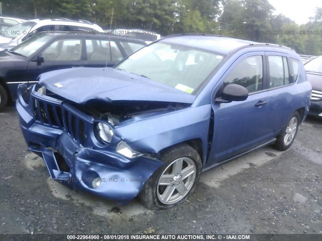 1J8FF47W67D207224 - 2007 JEEP COMPASS BLUE photo 2