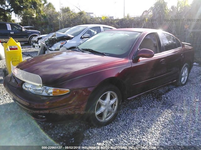 1G3NL52E52C171105 - 2002 OLDSMOBILE ALERO GL BURGUNDY photo 2