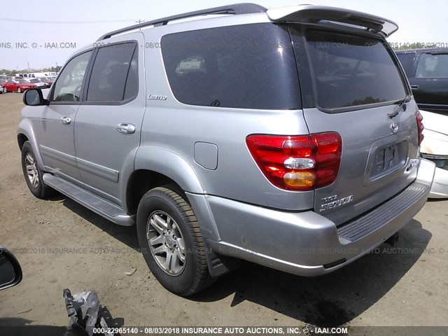 5TDBT48A43S169363 - 2003 TOYOTA SEQUOIA LIMITED SILVER photo 3