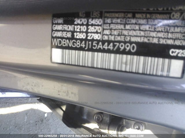 WDBNG84J15A447990 - 2005 MERCEDES-BENZ S 500 4MATIC SILVER photo 9