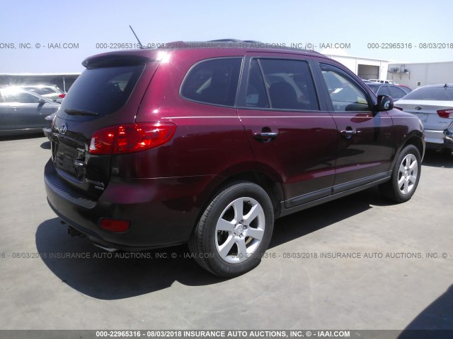 5NMSH13E39H299379 - 2009 HYUNDAI SANTA FE SE/LIMITED RED photo 4