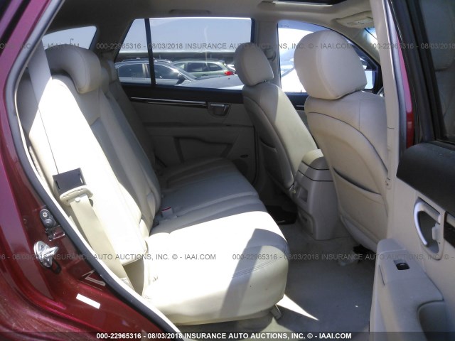 5NMSH13E39H299379 - 2009 HYUNDAI SANTA FE SE/LIMITED RED photo 8