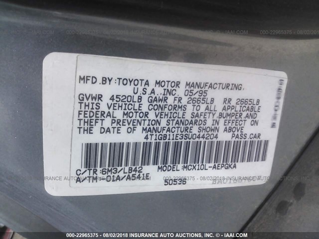 4T1GB11E3SU044204 - 1995 TOYOTA AVALON XLS GREEN photo 9