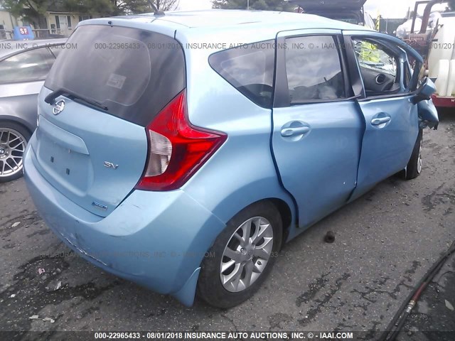 3N1CE2CP4FL426713 - 2015 NISSAN VERSA NOTE S/S PLUS/SV/SL/SR Light Blue photo 4