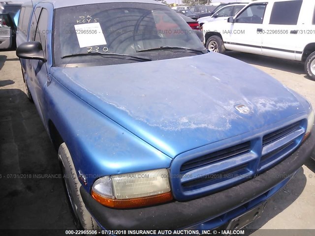 1B7GL22Y1WS755191 - 1998 DODGE DAKOTA BLUE photo 6