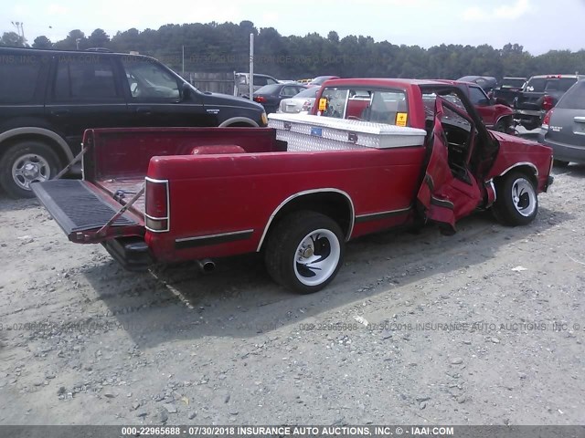 1GCCS14R2M8229163 - 1991 CHEVROLET S TRUCK S10 RED photo 4