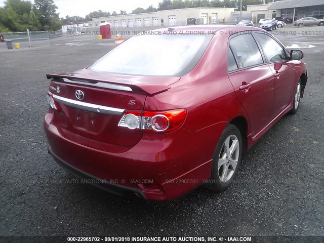2T1BU4EE0BC618937 - 2011 TOYOTA COROLLA S/LE RED photo 4