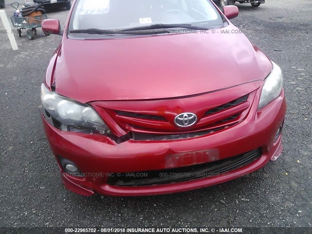 2T1BU4EE0BC618937 - 2011 TOYOTA COROLLA S/LE RED photo 6