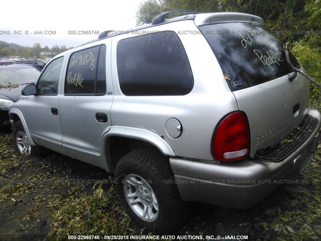 1B4HS48N12F128801 - 2002 DODGE DURANGO SLT SILVER photo 3