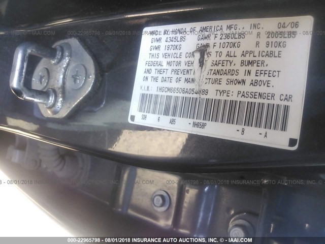 1HGCM66506A054989 - 2006 HONDA ACCORD EX GRAY photo 9