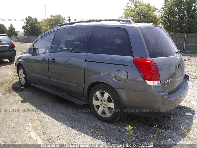 5N1BV28U94N341284 - 2004 NISSAN QUEST S/SE/SL GRAY photo 3