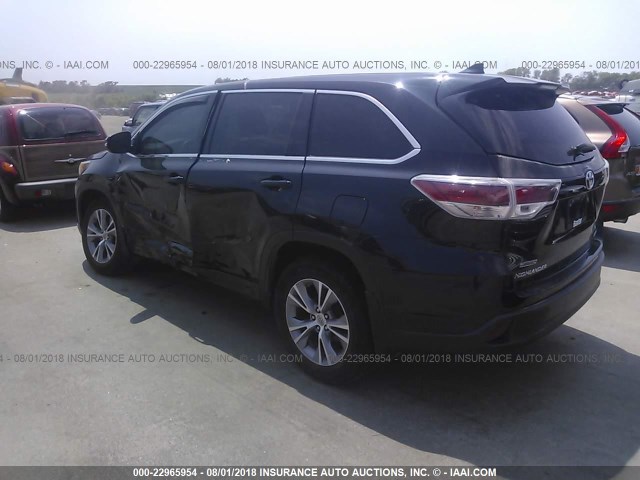 5TDBKRFH8FS090377 - 2015 TOYOTA HIGHLANDER LE/LE PLUS BLACK photo 3