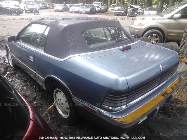 1C3BJ55E4JG363258 - 1988 CHRYSLER LEBARON PREMIUM BLUE photo 3