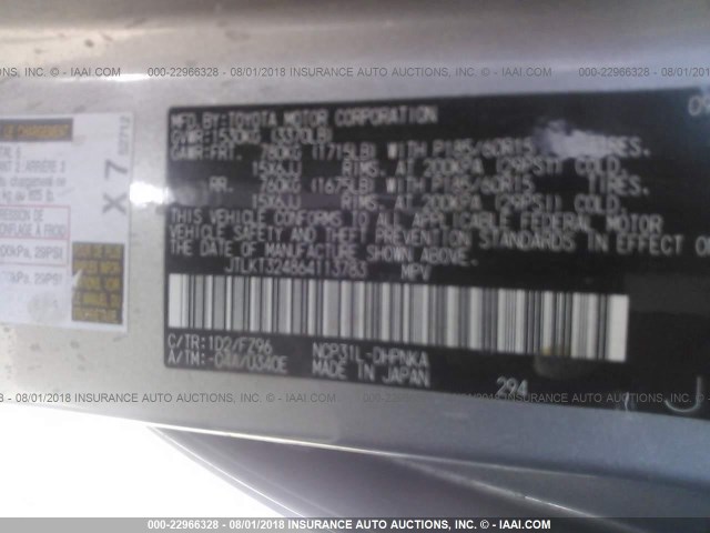 JTLKT324864113783 - 2006 TOYOTA SCION XB Grau Foto 9