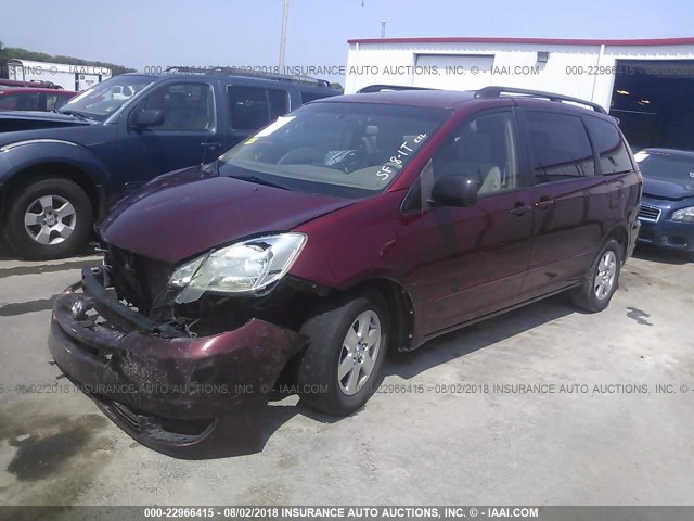 5TDZA23C75S241659 - 2005 TOYOTA SIENNA CE/LE RED photo 2
