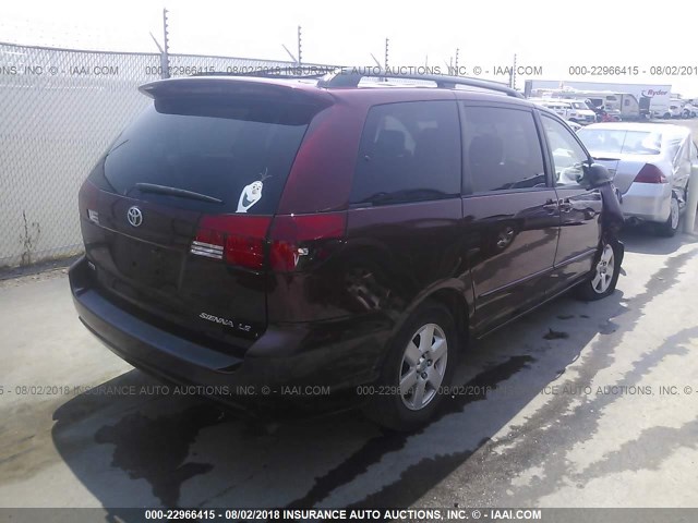 5TDZA23C75S241659 - 2005 TOYOTA SIENNA CE/LE RED photo 4