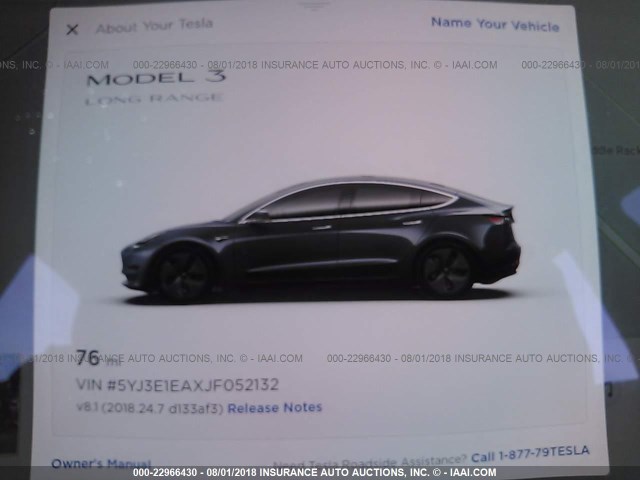 5YJ3E1EAXJF052132 - 2018 TESLA MODEL 3 ნაცრისფერი ფოტო 7