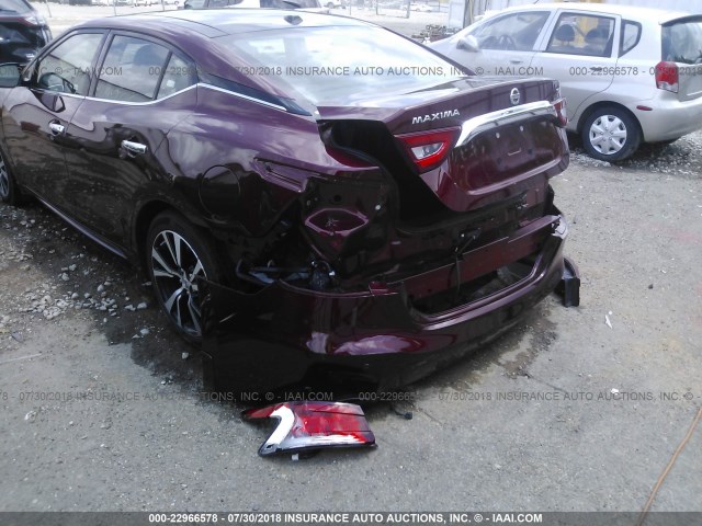 1N4AA6APXHC441909 - 2017 NISSAN MAXIMA 3.5S/SV/SL/SR/PLAT MAROON photo 6