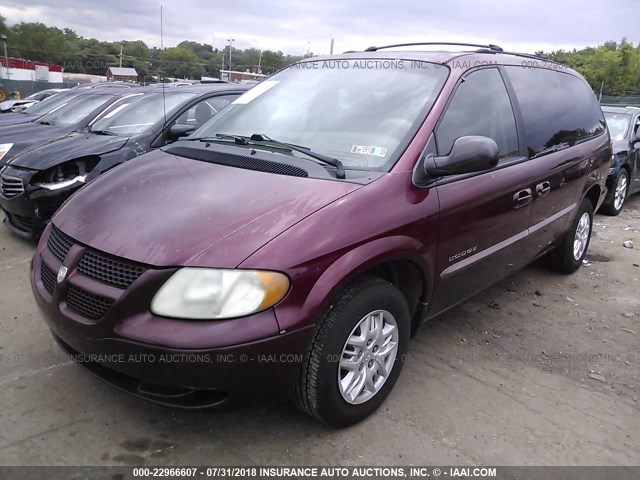 2B4GP44301R410274 - 2001 DODGE GRAND CARAVAN SPORT MAROON photo 2