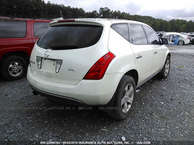 JN8AZ08T04W201882 - 2004 NISSAN MURANO SL/SE WHITE photo 4