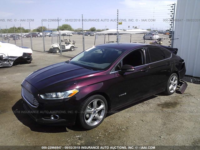 3FA6P0LU2DR344915 - 2013 FORD FUSION SE HYBRID MAROON photo 2