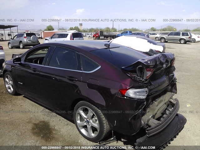 3FA6P0LU2DR344915 - 2013 FORD FUSION SE HYBRID MAROON photo 3