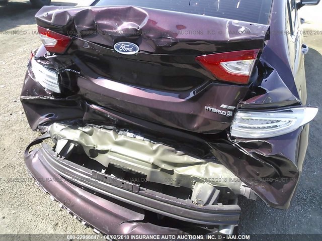 3FA6P0LU2DR344915 - 2013 FORD FUSION SE HYBRID MAROON photo 6