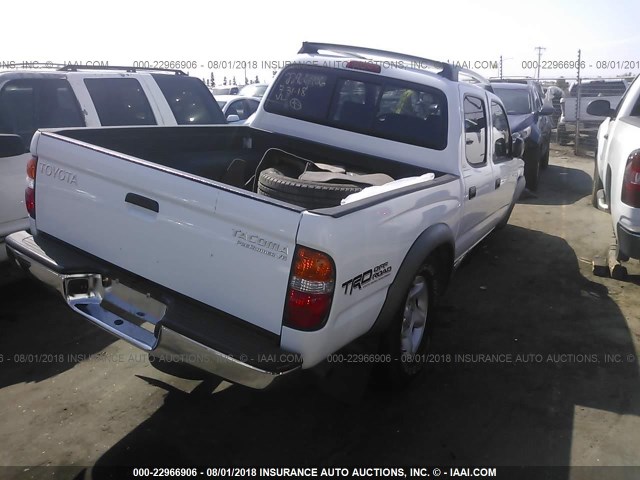 5TEGN92N62Z018230 - 2002 TOYOTA TACOMA DOUBLE CAB PRERUNNER WHITE photo 4