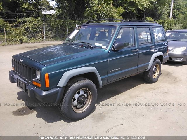 1J4FJ28S5VL518324 - 1997 JEEP CHEROKEE SE GREEN photo 2