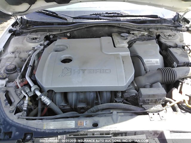 3FADP0L35AR402977 - 2010 FORD FUSION HYBRID WHITE photo 10